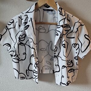 SHEIN Monochrome Artistic Print Shirt